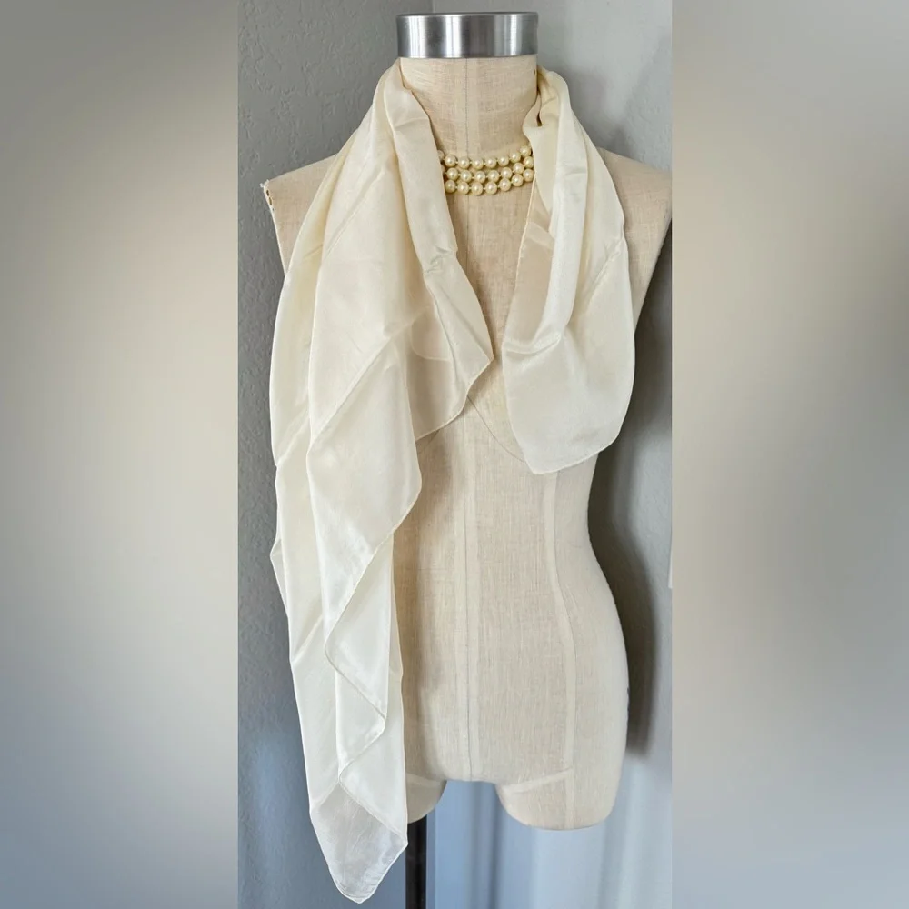 100% Silk Baar & Beards Scarf Cream 34”x31”